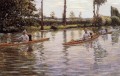 Perissoires sur lYerres aka Bootfahrt auf dem Yerres Seestück Gustave Caillebotte